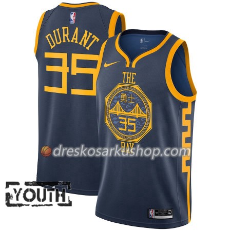 Dječji NBA Dres Golden State Warriors Kevin Durant 35 Nike 2018-19 City Edition Navy Swingman